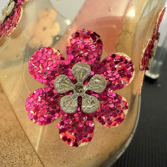 Vintage Victoria secrets two lips stiletto slides size 6 lucite pink sparkle - Picture 4 of 16